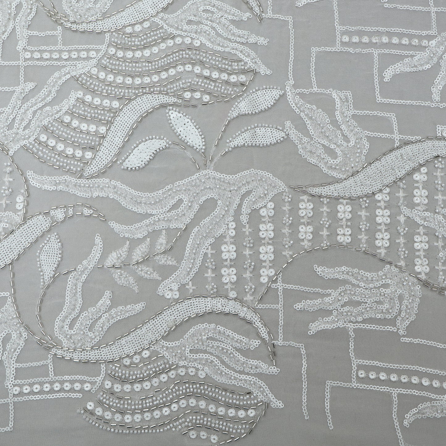 White Color Georgette Embroidery Fabric