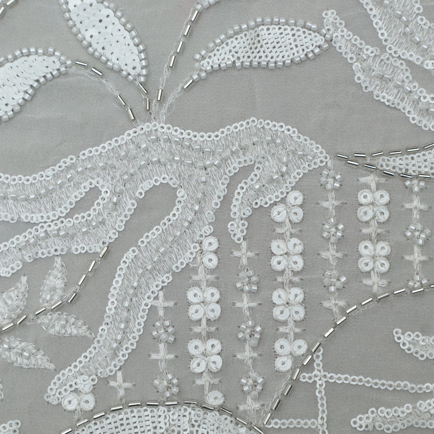 White Color Georgette Embroidery Fabric