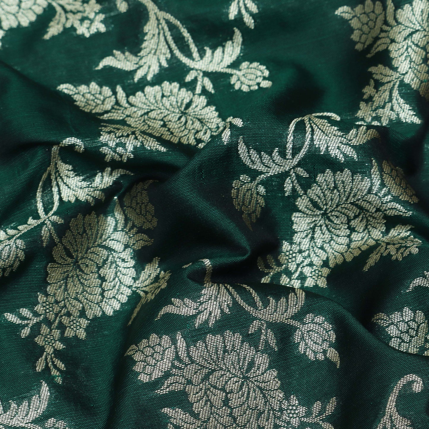 Bottle Green Color Brocade Fabric