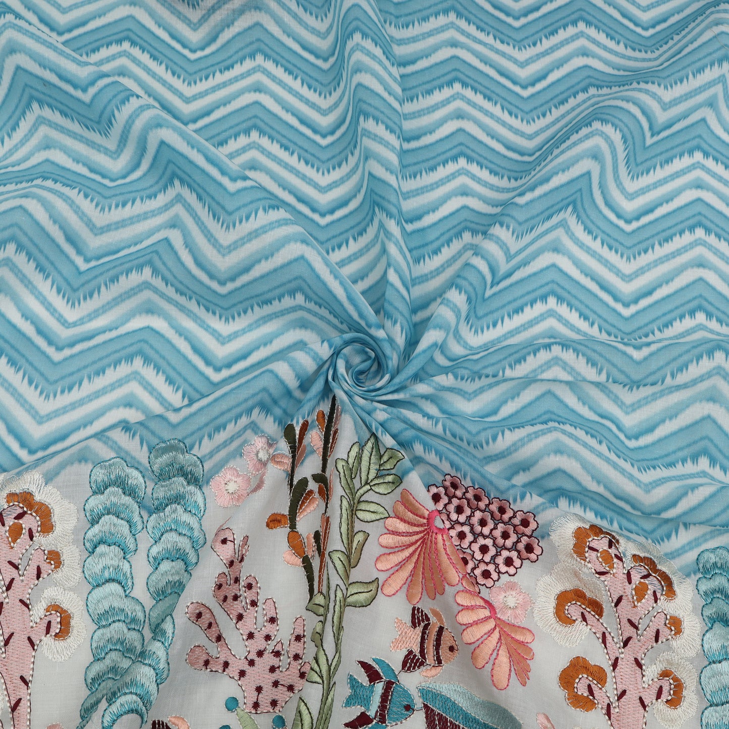 Cotton Print Embroidery Fabric