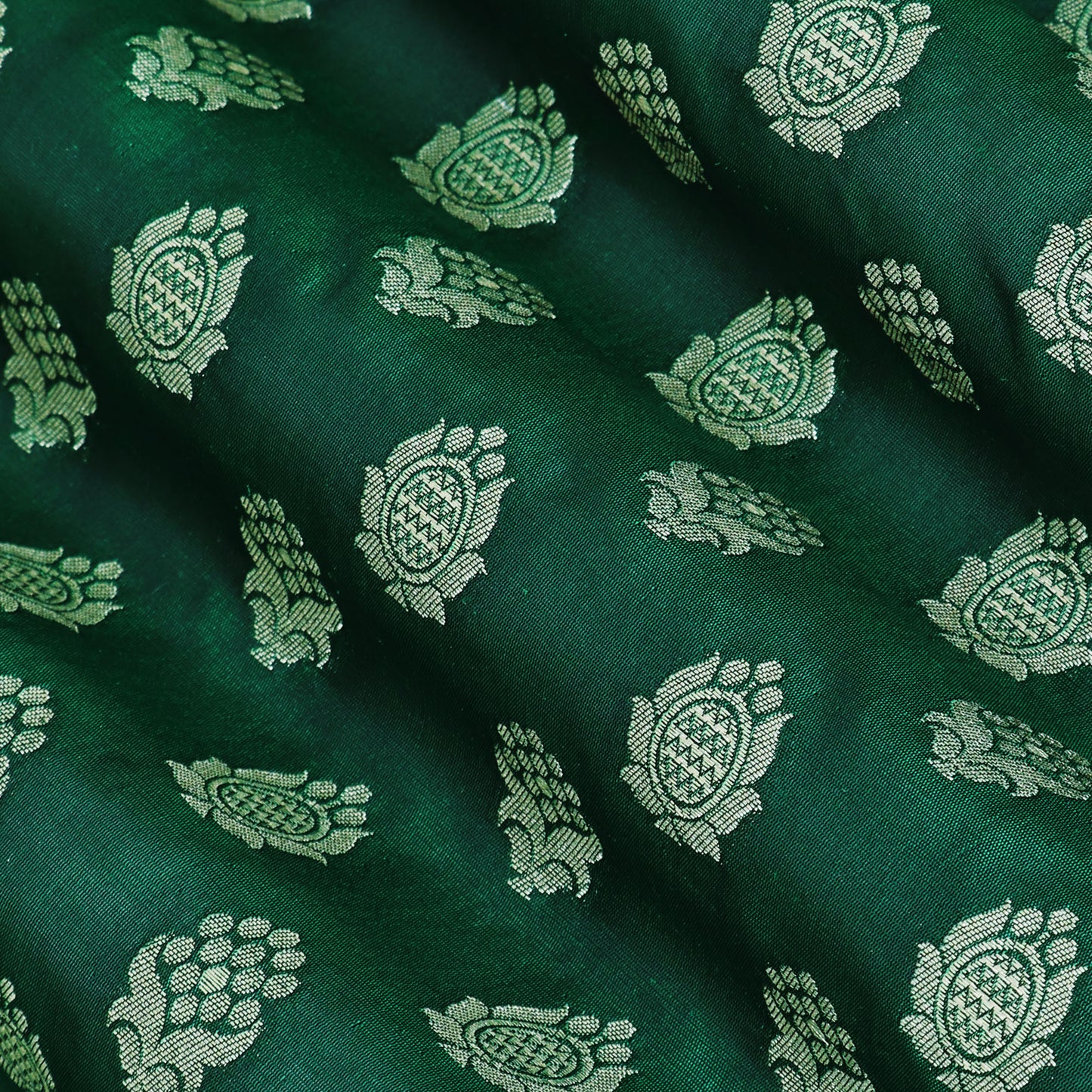 Bottle Green Color Brocade Fabric