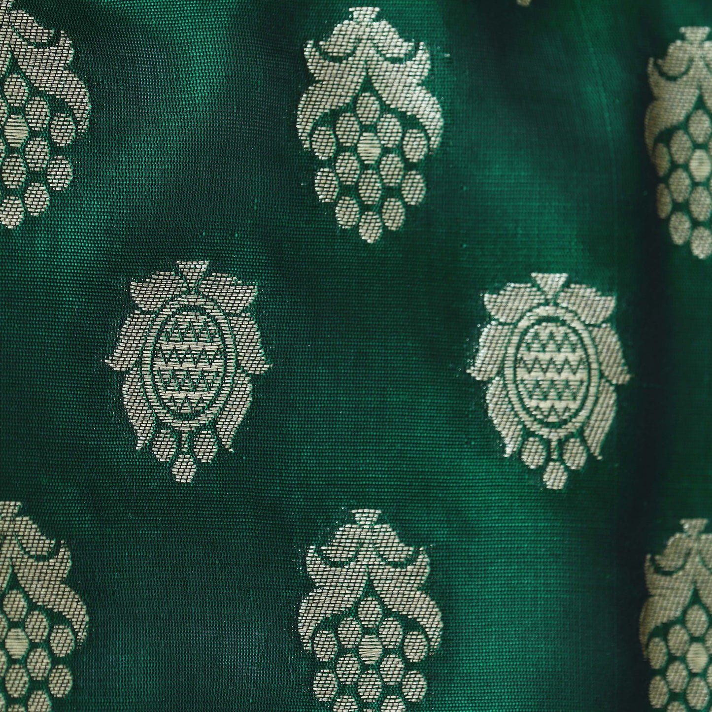 Bottle Green Color Brocade Fabric