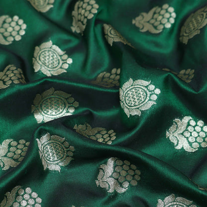 Bottle Green Color Brocade Fabric