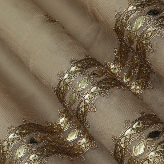 Beige Color Georgette Embroidery Fabric