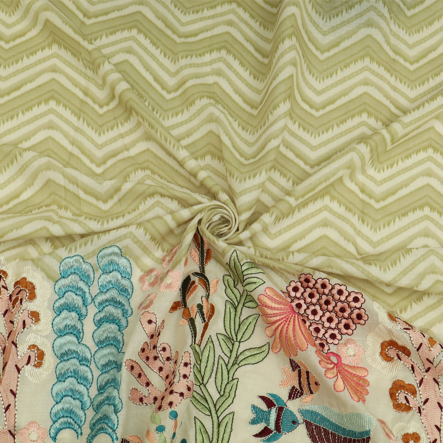 Cotton Print Embroidery Fabric