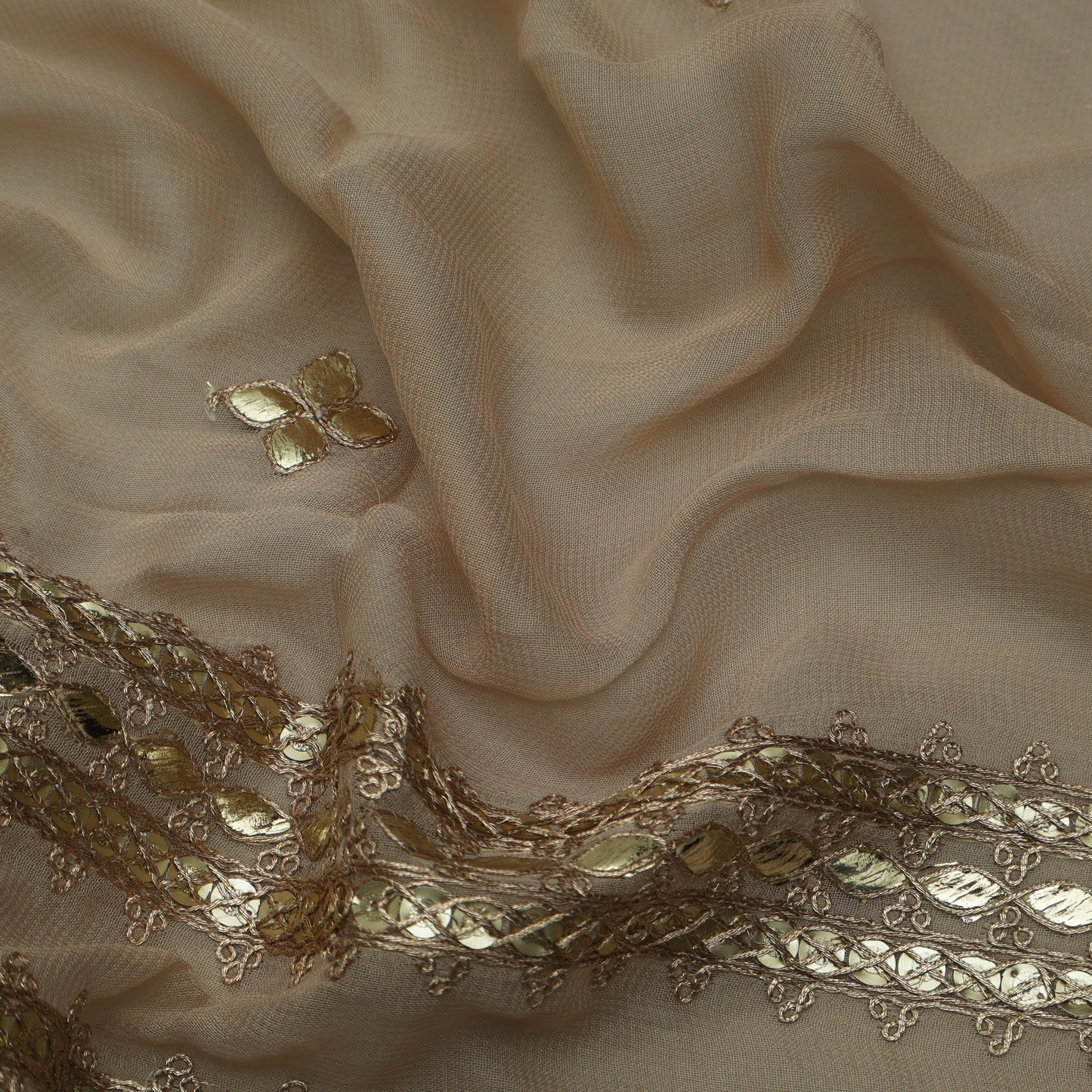 Beige Color Georgette Embroidery Fabric