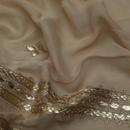 Beige Color Georgette Embroidery Fabric