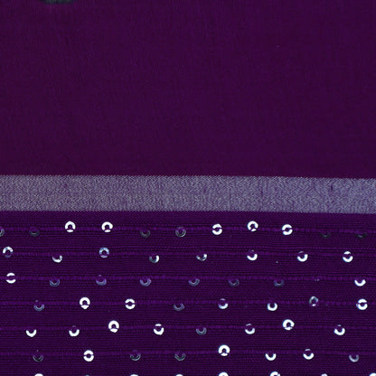 Purple Color Malai Chanderi Embroidery Fabric