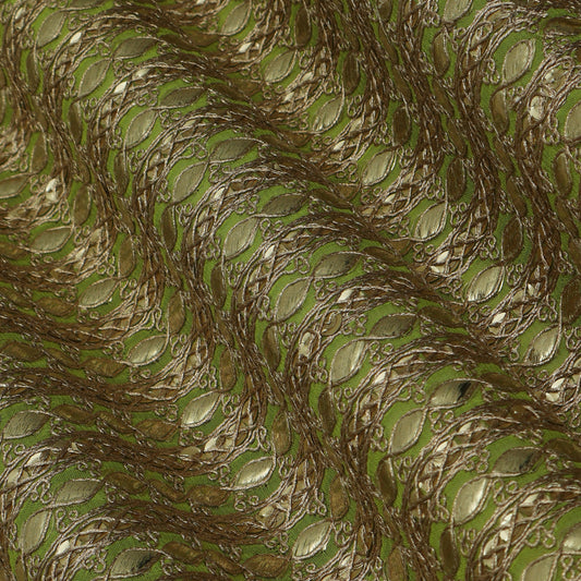 Parrot Green  Color Georgette Embroidery Fabric
