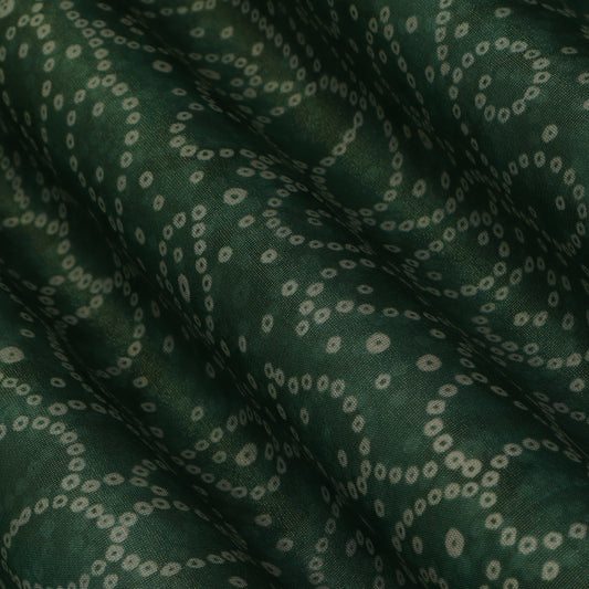 Bottle Green Color Tissue Digital Print Fabric