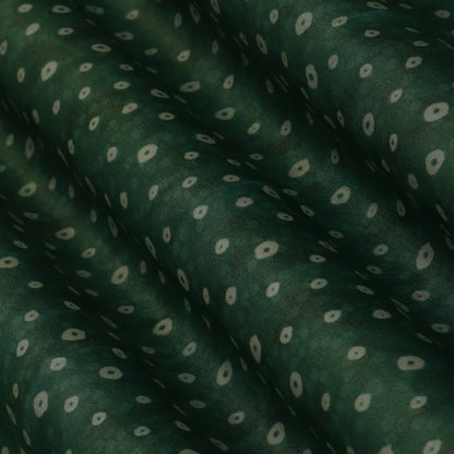 Bottle Green Color Tissue Digital Print Fabric