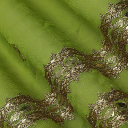 Parrot Green  Color Georgette Embroidery Fabric