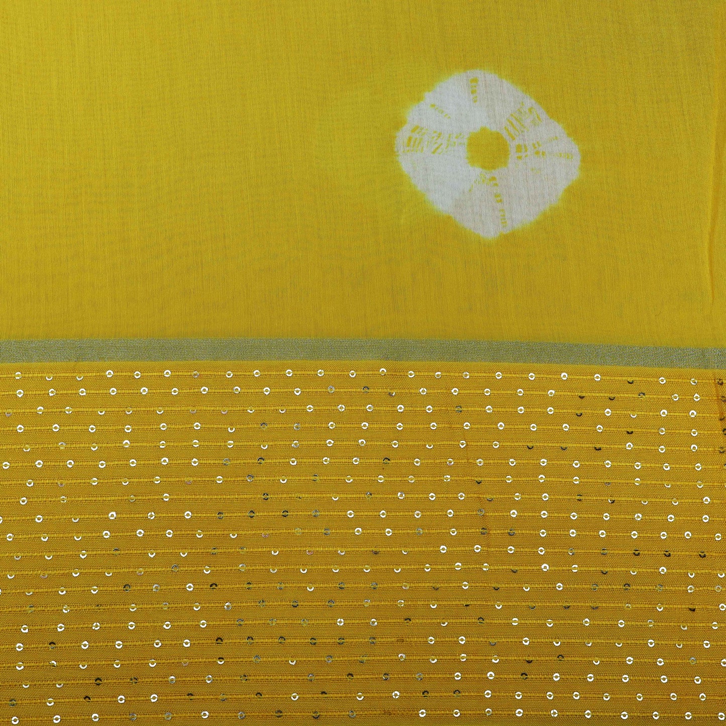 Yellow Color Malai Chanderi Embroidery Fabric