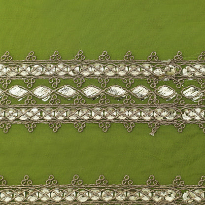 Parrot Green  Color Georgette Embroidery Fabric