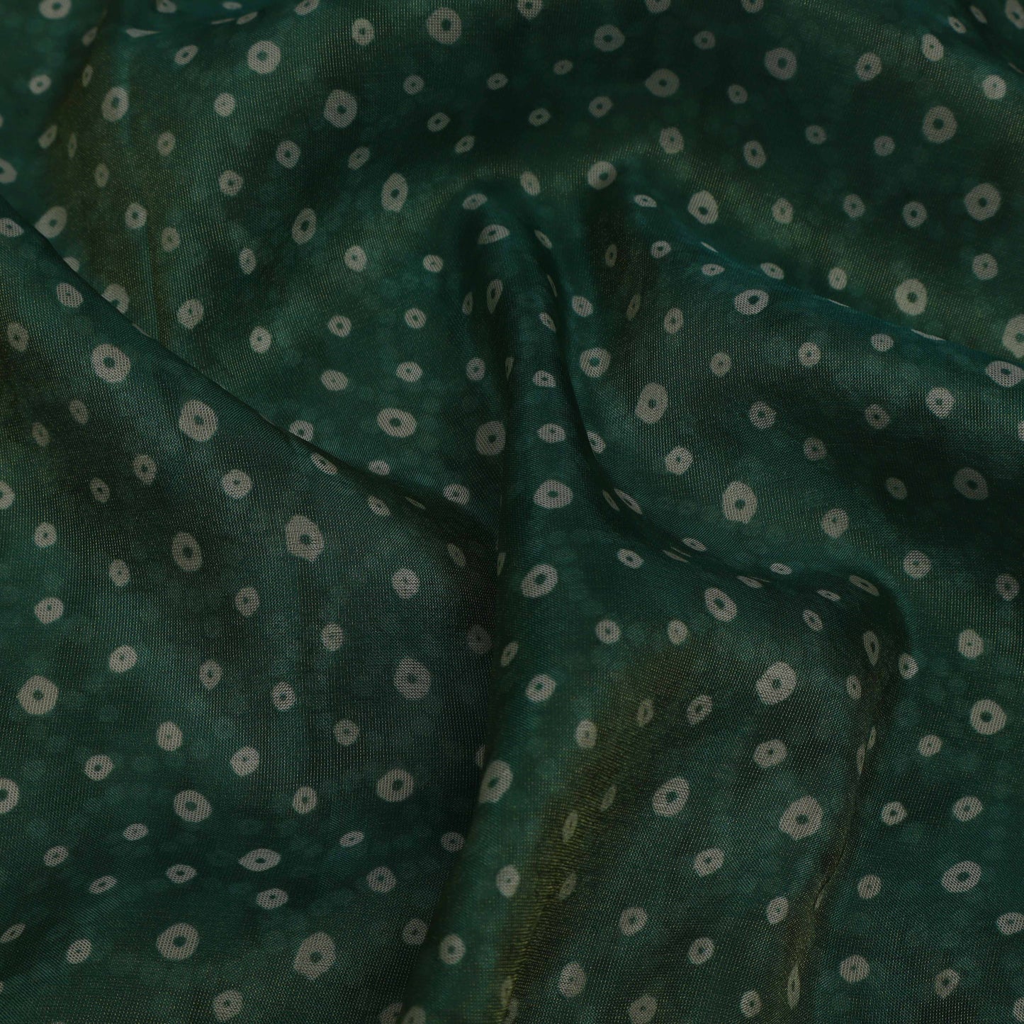 Bottle Green Color Tissue Digital Print Fabric