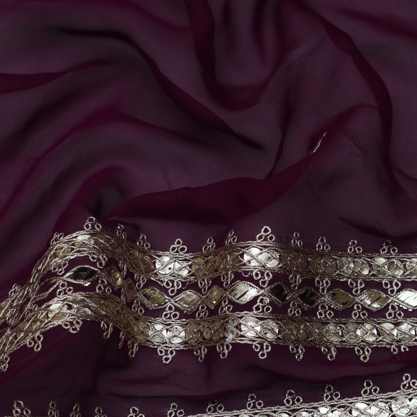 Magenta Color Georgette Embroidery Fabric