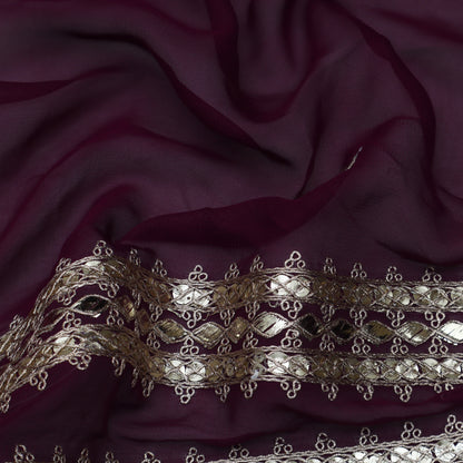 Magenta Color Georgette Embroidery Fabric