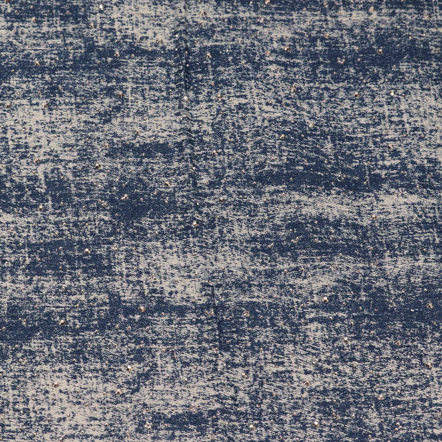 Blue Color Denim Mukaish Embroidery Fabric