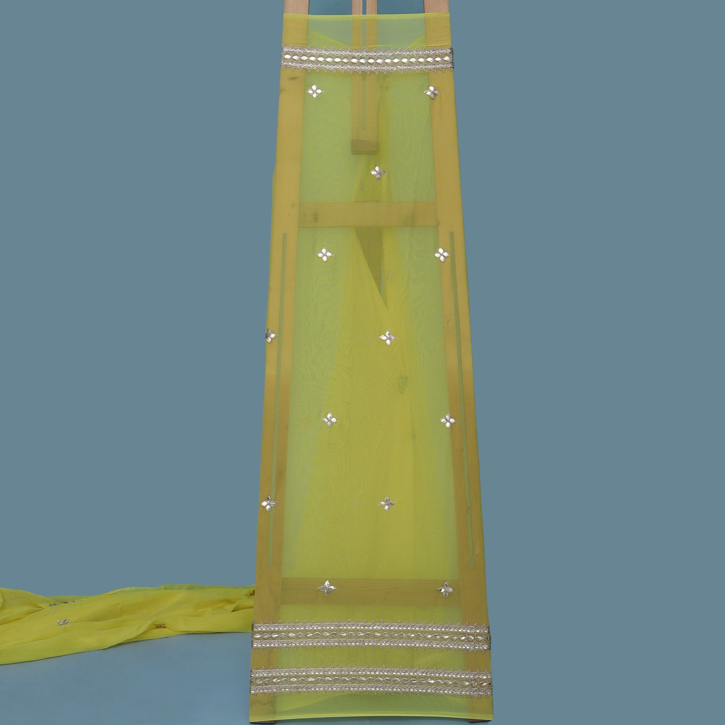 Yellow Color Georgette Embroidery Fabric