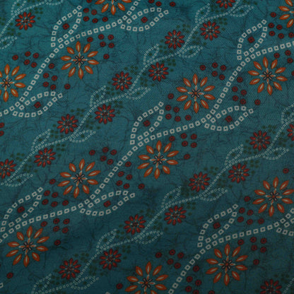 Rama Green Color Tissue Digital Print Fabric