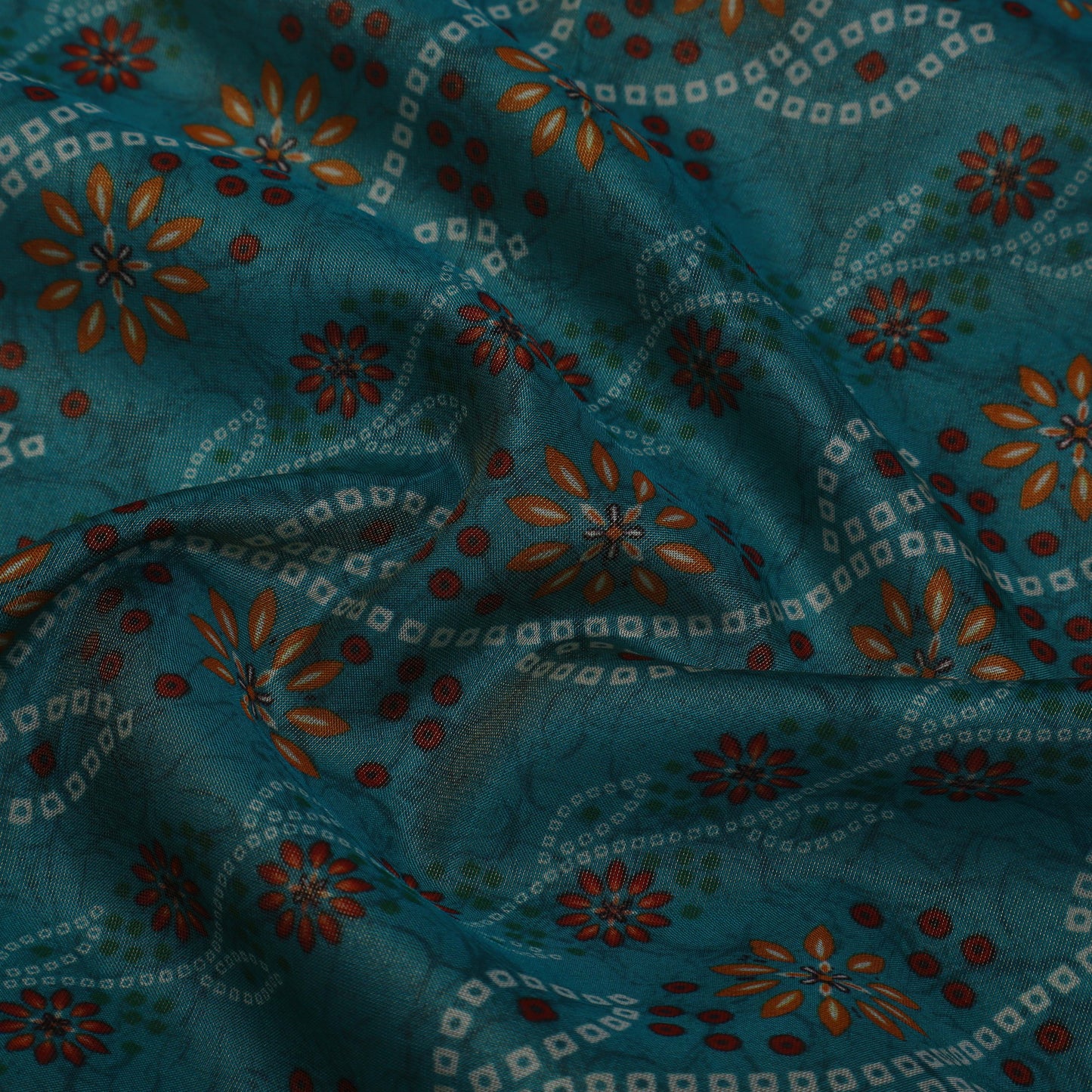 Rama Green Color Tissue Digital Print Fabric