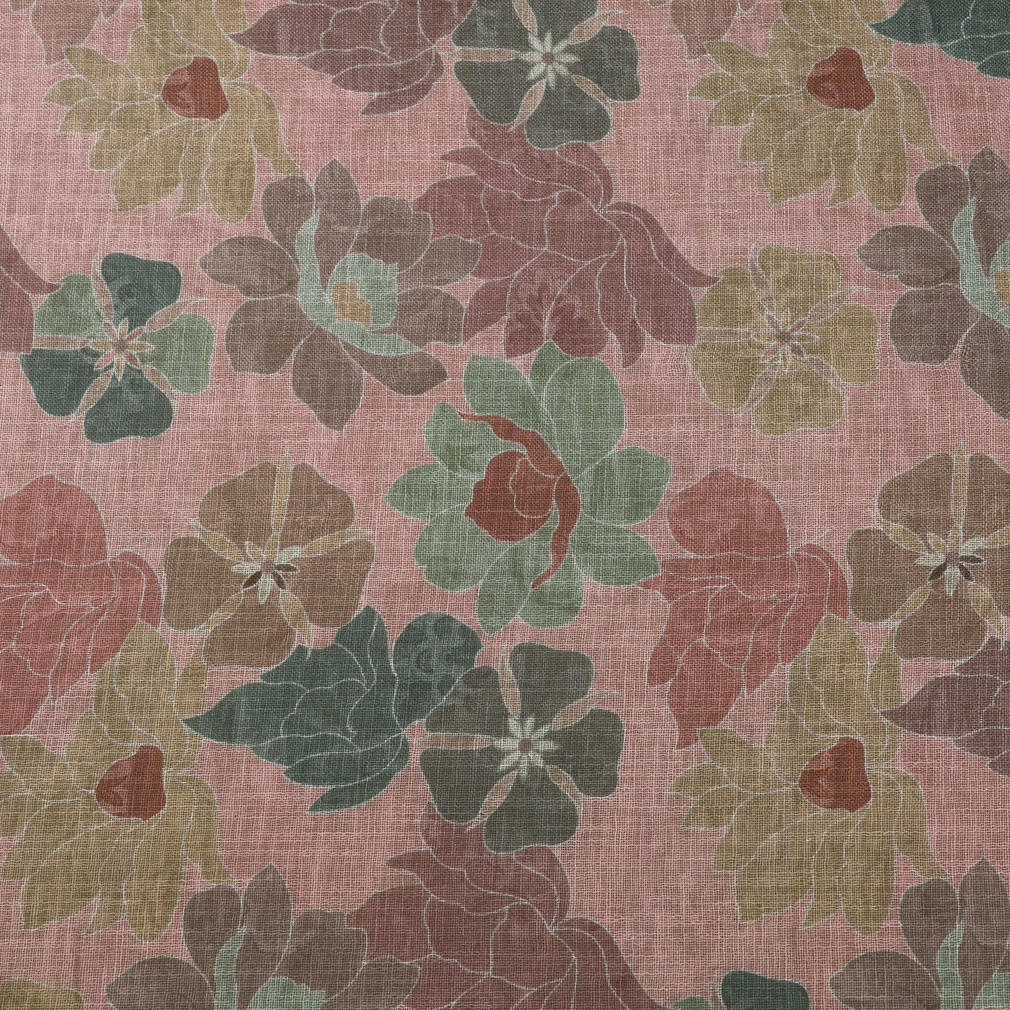 Floral Linen Printed Fabric