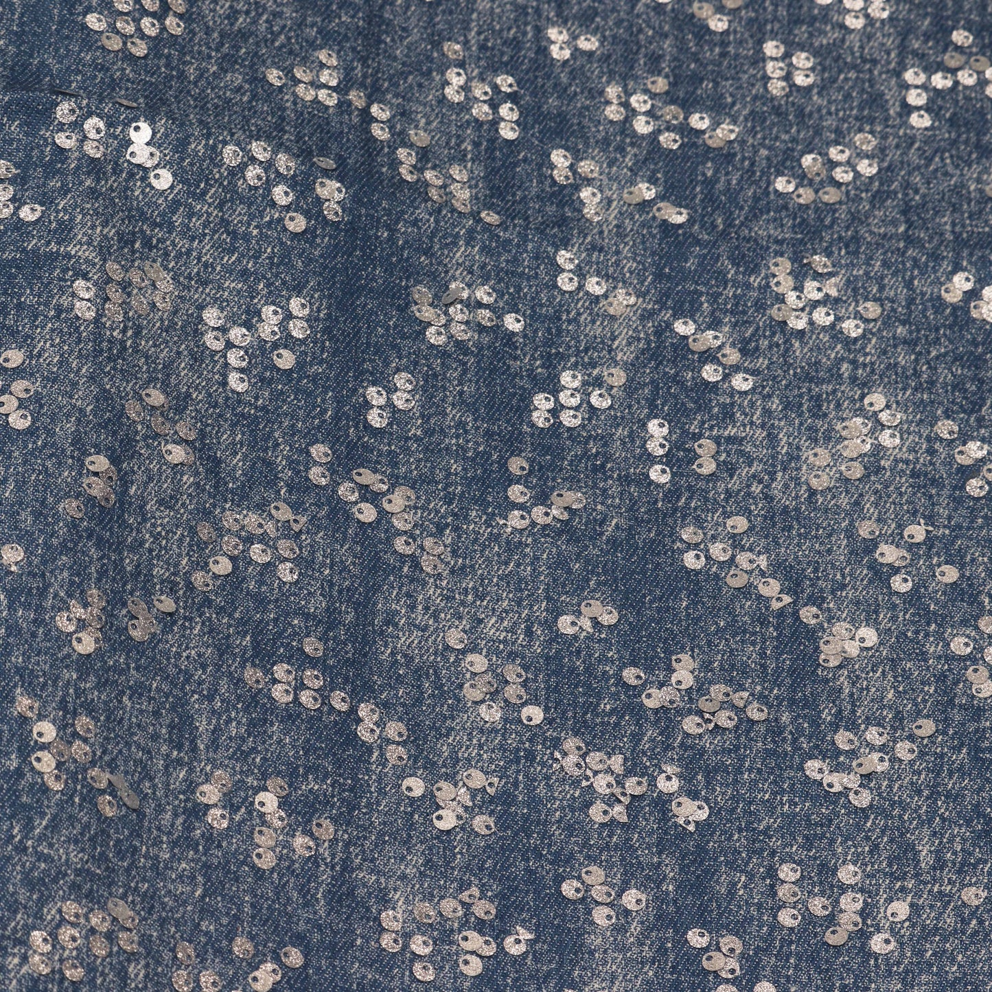 Blue Color Denim Sequence Embroidery Fabric