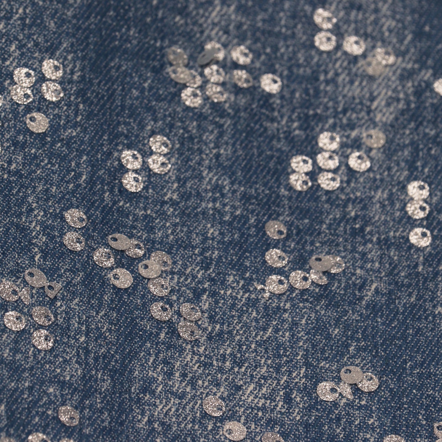 Blue Color Denim Sequence Embroidery Fabric