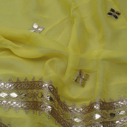 Yellow Color Georgette Embroidery Fabric