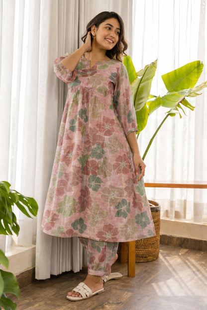 Floral Linen Printed Fabric