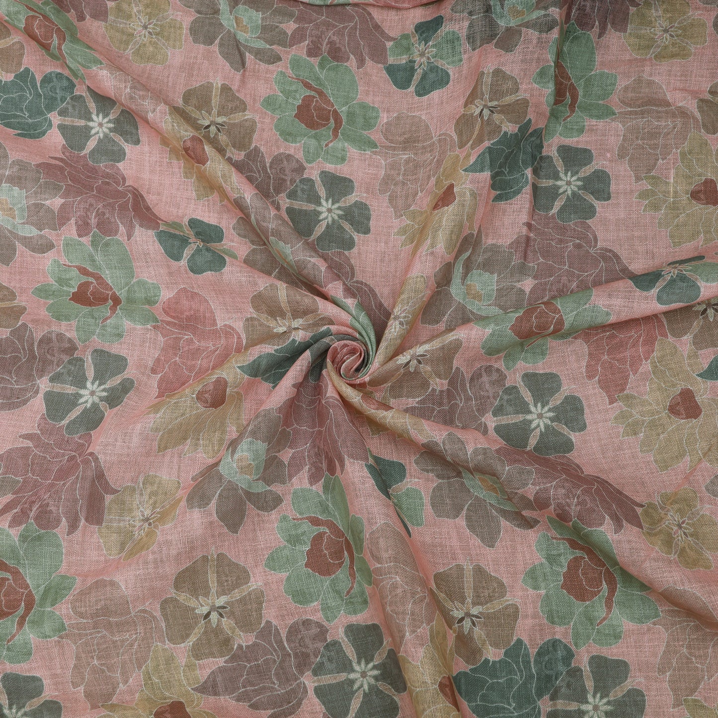 Floral Linen Printed Fabric