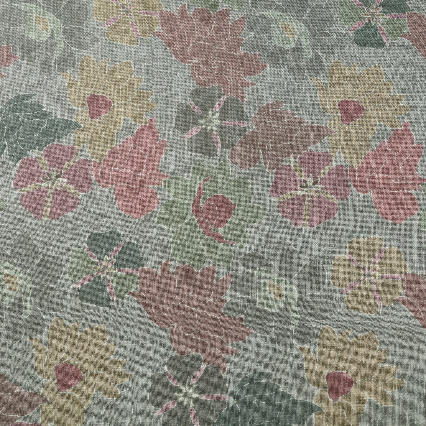 Floral Linen Printed Fabric