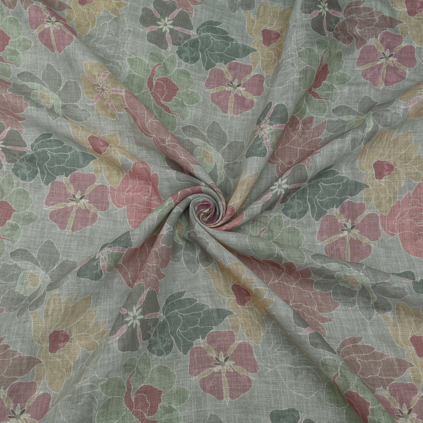 Floral Linen Printed Fabric