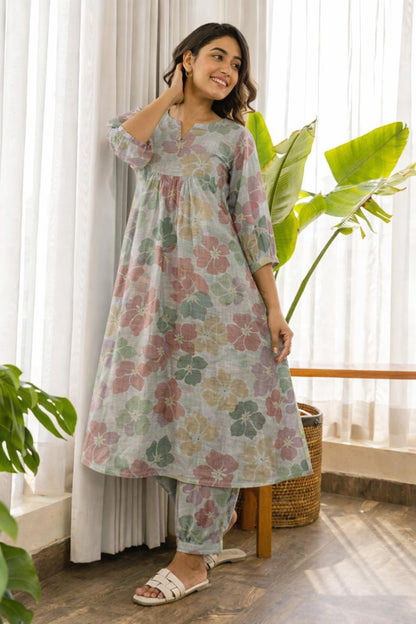 Floral Linen Printed Fabric