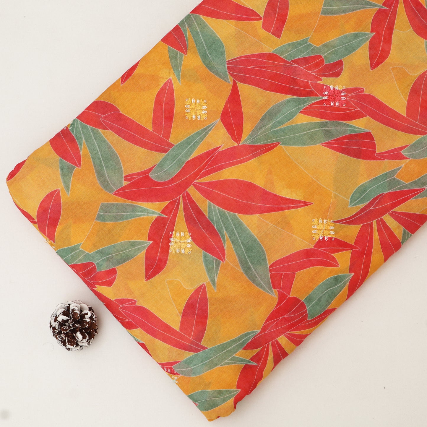 Mul Chanderi Print Fabric