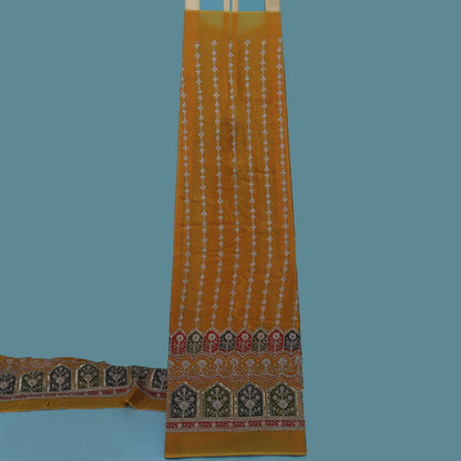 Mustard Color Tissue Embroidery Fabric