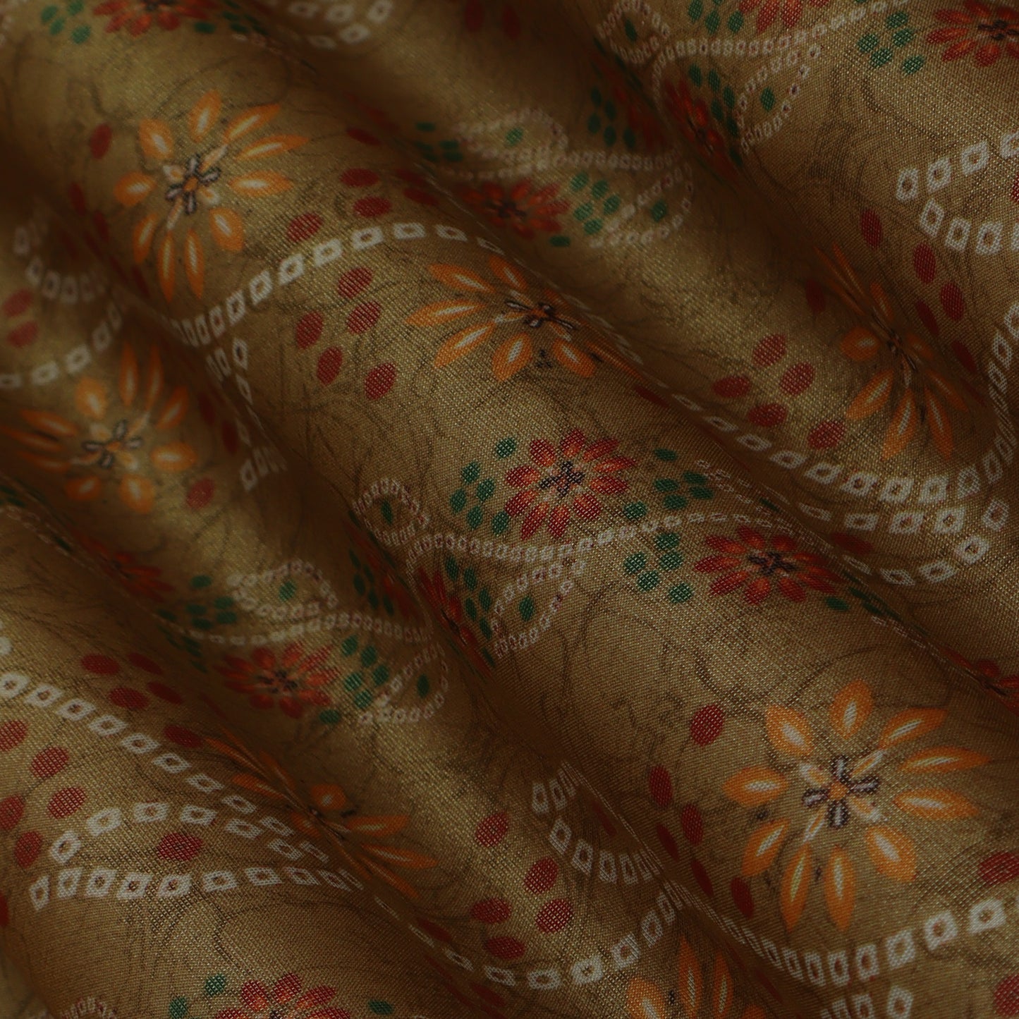 Mustard Color Tissue Digital Print Fabric