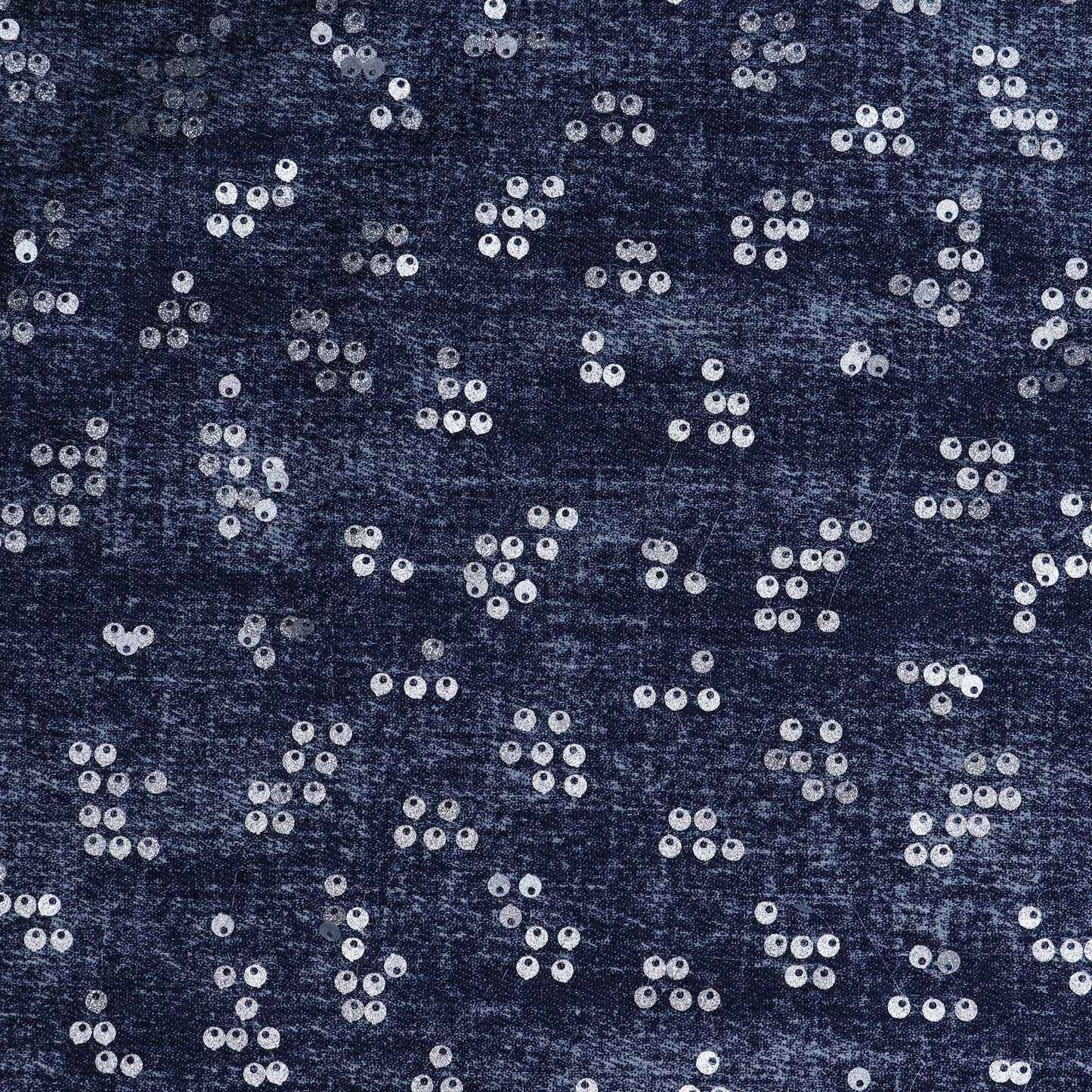 Blue Color Denim Sequence Embroidery Fabric