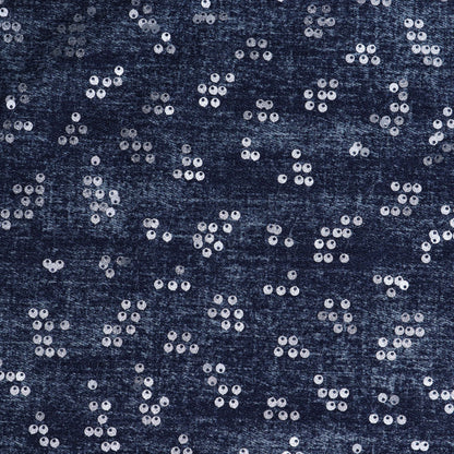 Blue Color Denim Sequence Embroidery Fabric