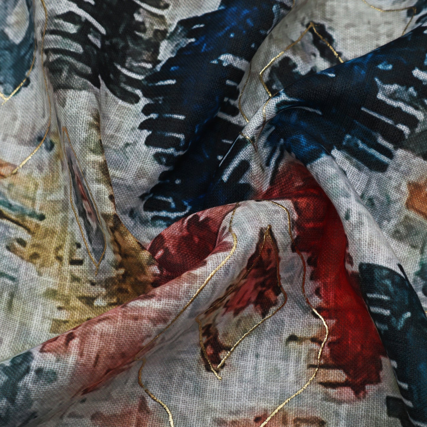 Multi-Color Linen Digital Foil Print 54" Fabric