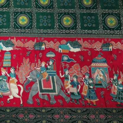 Multi Color Dola Silk Jaquard Fabric