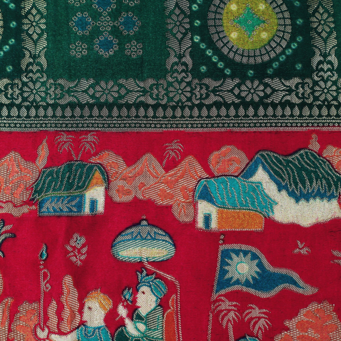 Multi Color Dola Silk Jaquard Fabric