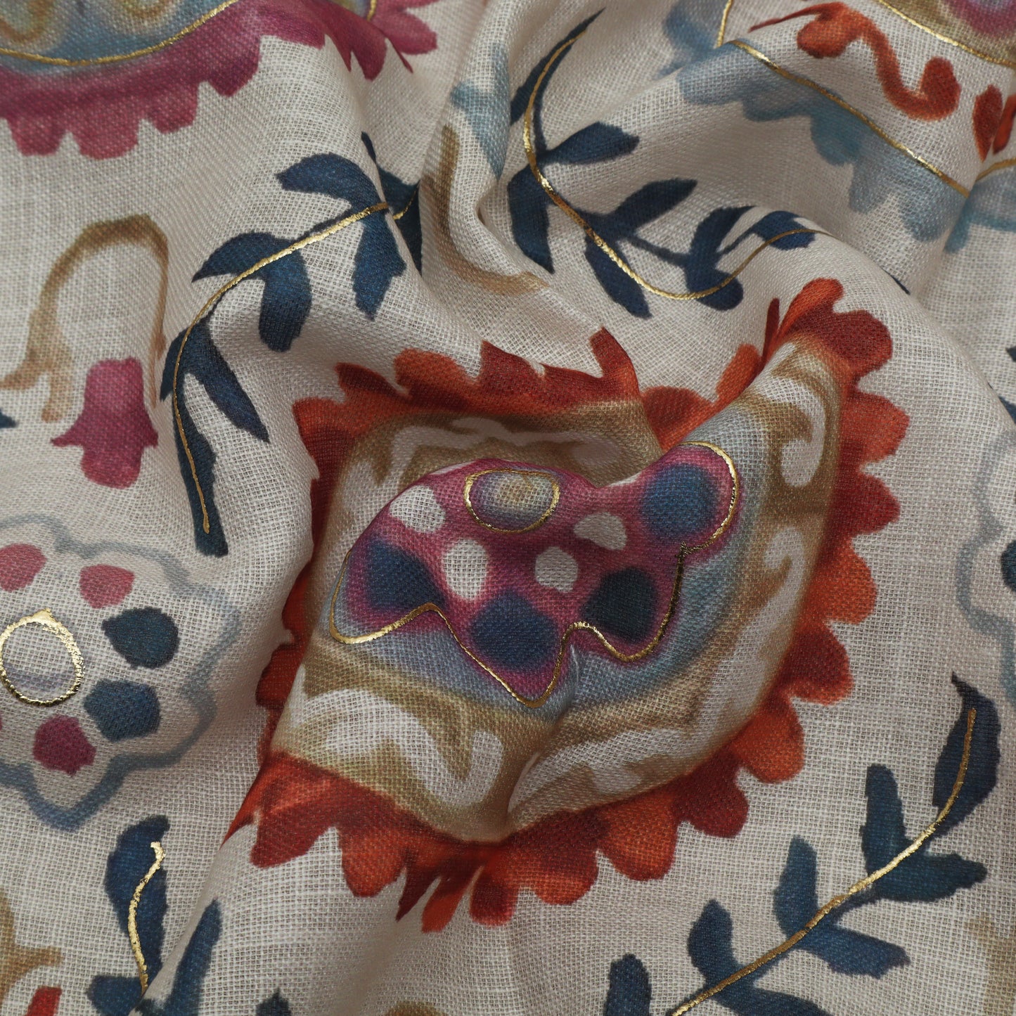 Multi-Color Linen Digital Foil Print 54" Fabric