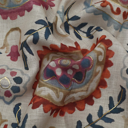 Multi-Color Linen Digital Foil Print 54" Fabric