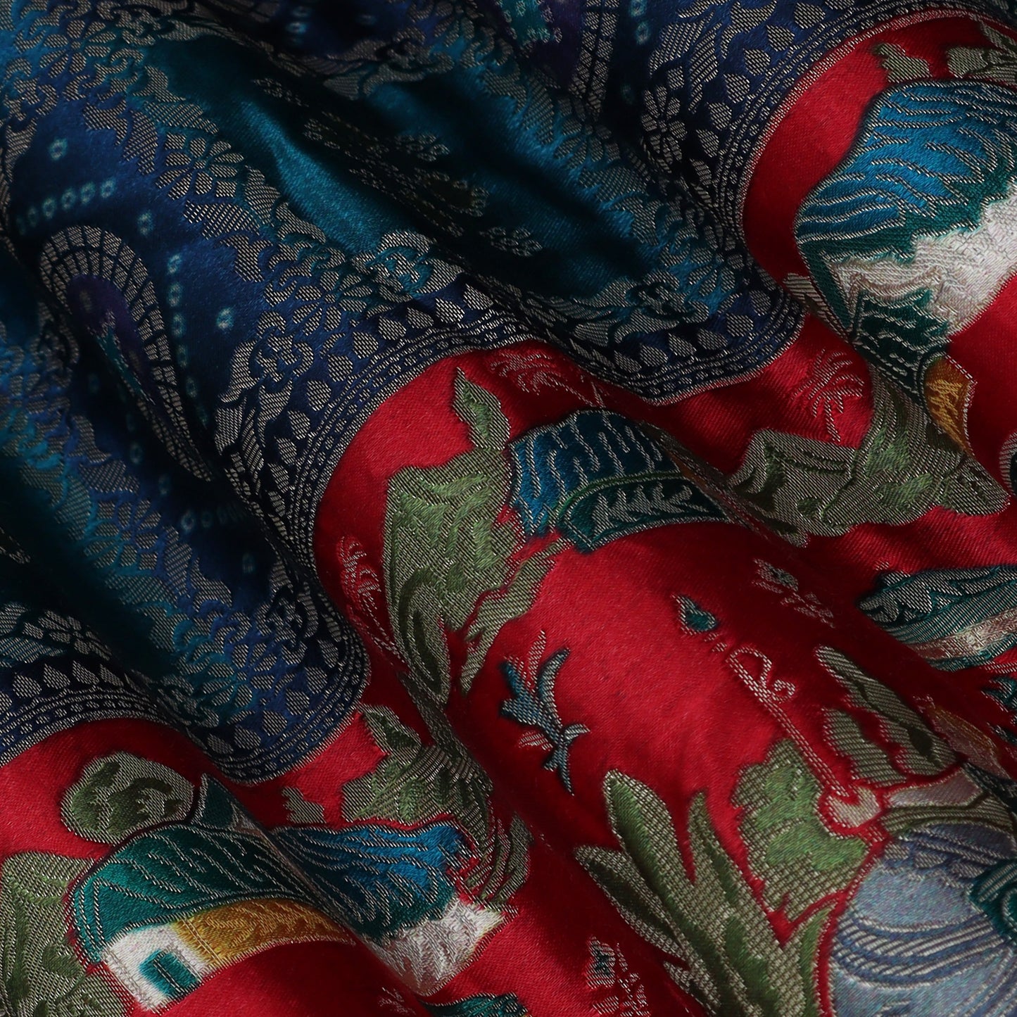 Multi Color Dola Silk Jaquard Fabric
