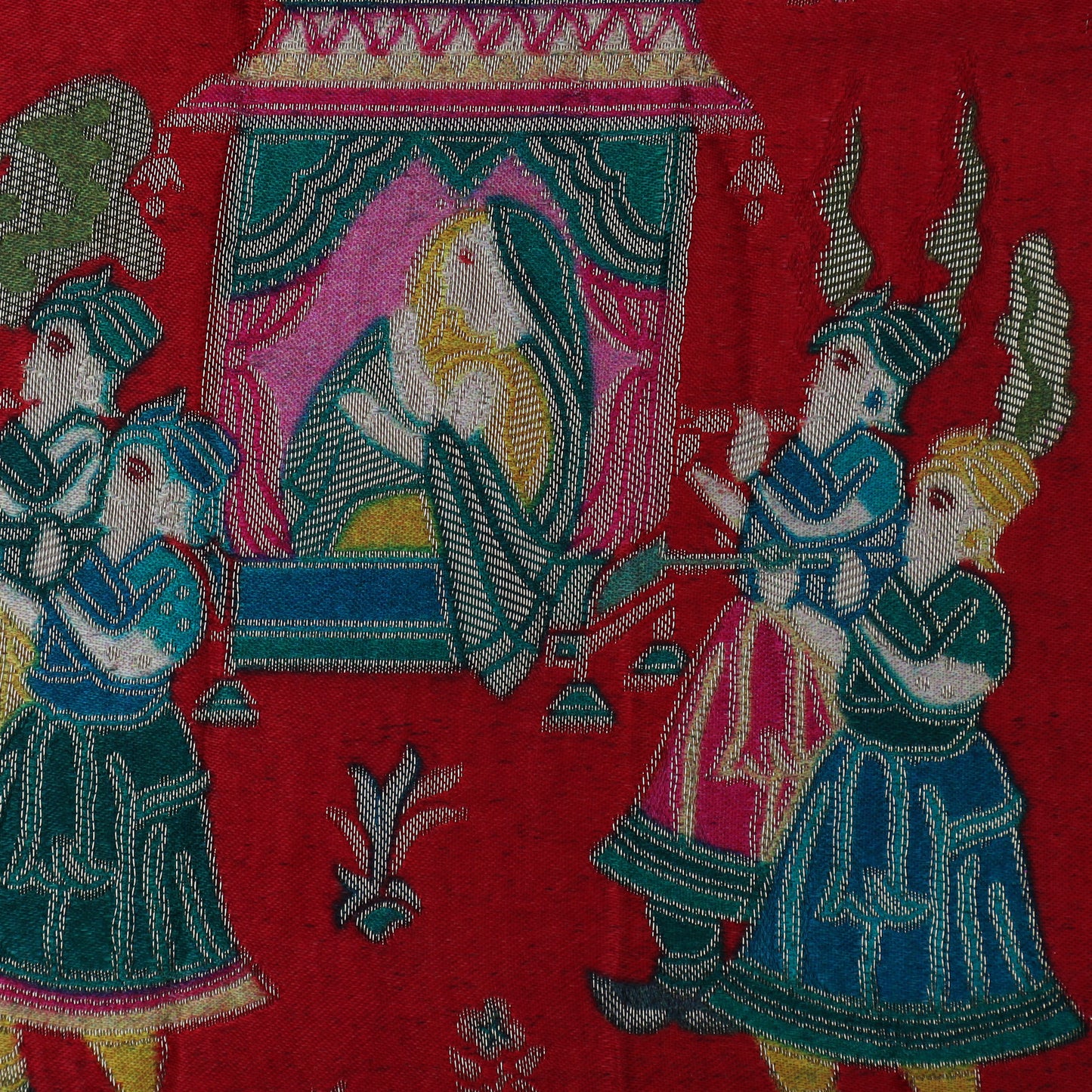 Multi Color Dola Silk Jaquard Fabric