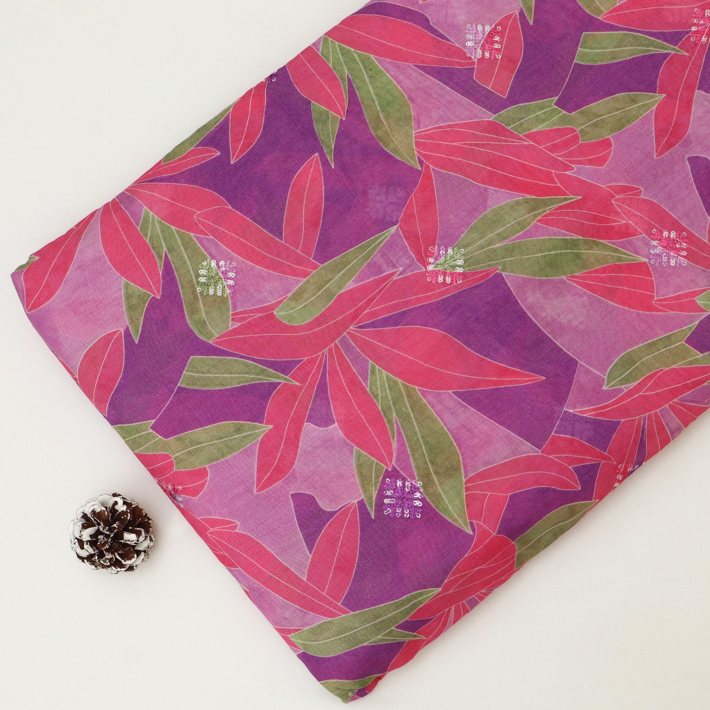 Mul Chanderi Print Fabric