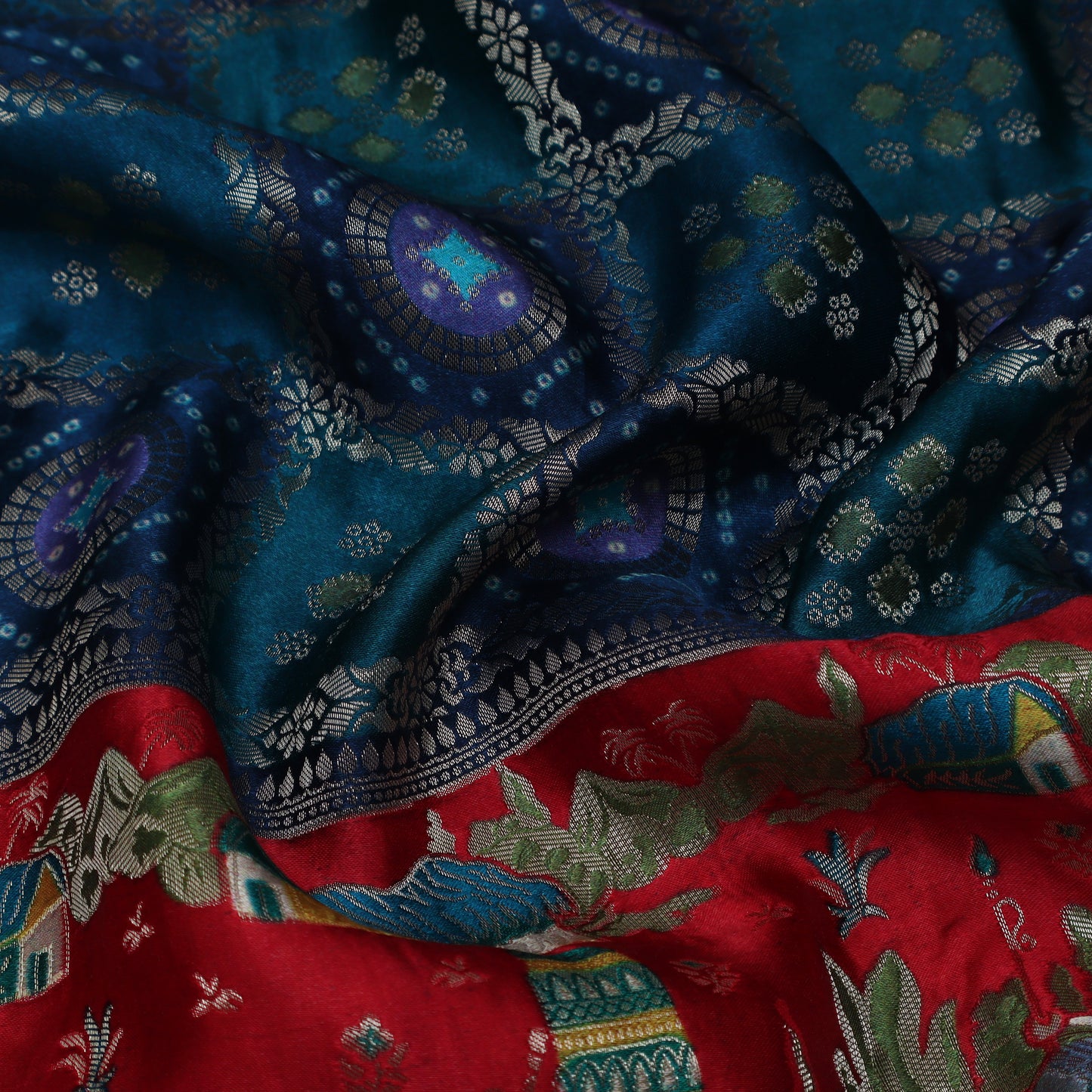 Multi Color Dola Silk Jaquard Fabric
