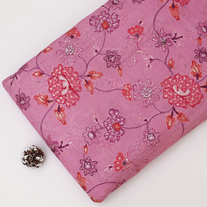 Mul Chanderi Position  Print Embroidery Fabric