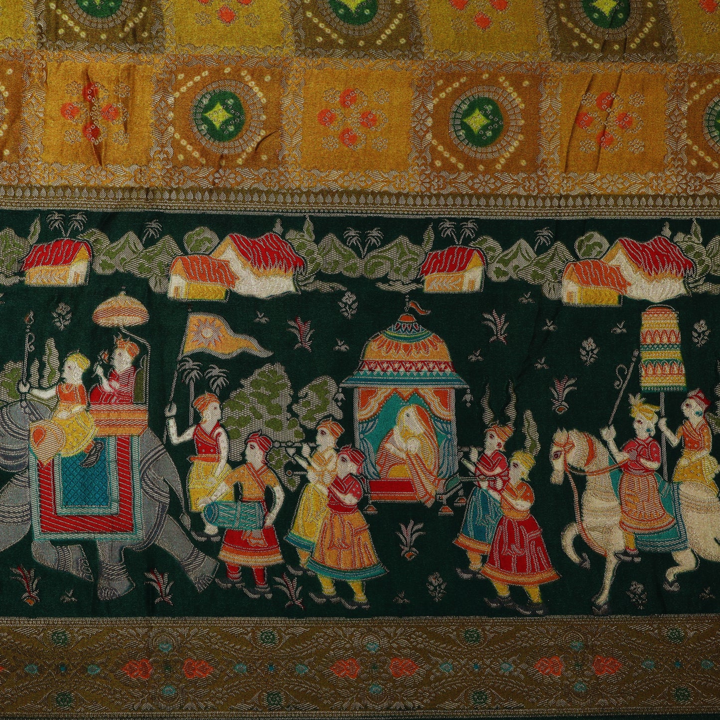 Multi Color Dola Silk Jaquard Fabric